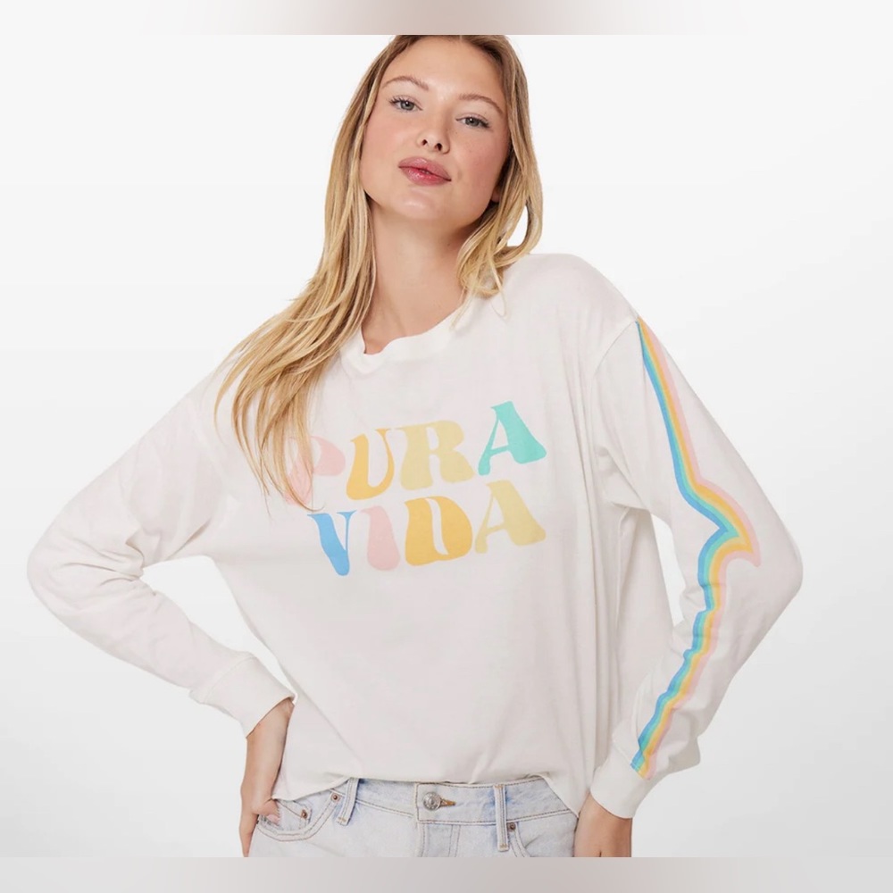 Pura Vida Rainbow Wave Boxy Long Sleeve Tee